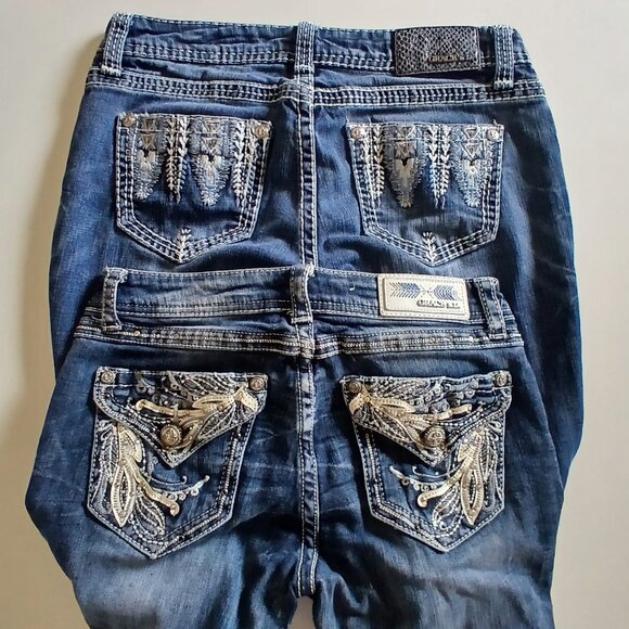 Grace in L.A. Distressed Jeans Set of 2 GUC Size 28 x 32 - Picture 5 of 12